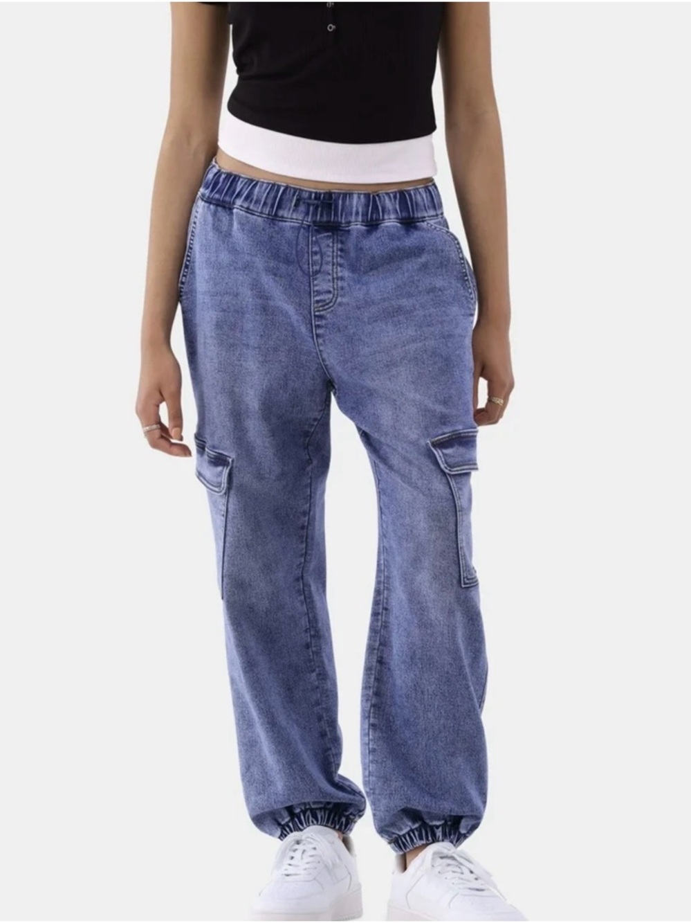 No Boundaries Acid Washed Cargo Joggers